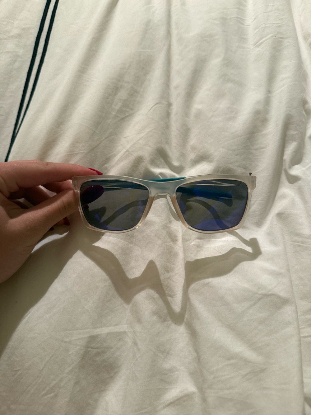 Oakley Clear Frame Blue Mirrored Lens Sunglasses